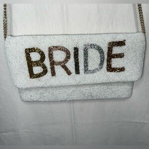 Elegant Bride Beaded Clutch - White and Gold